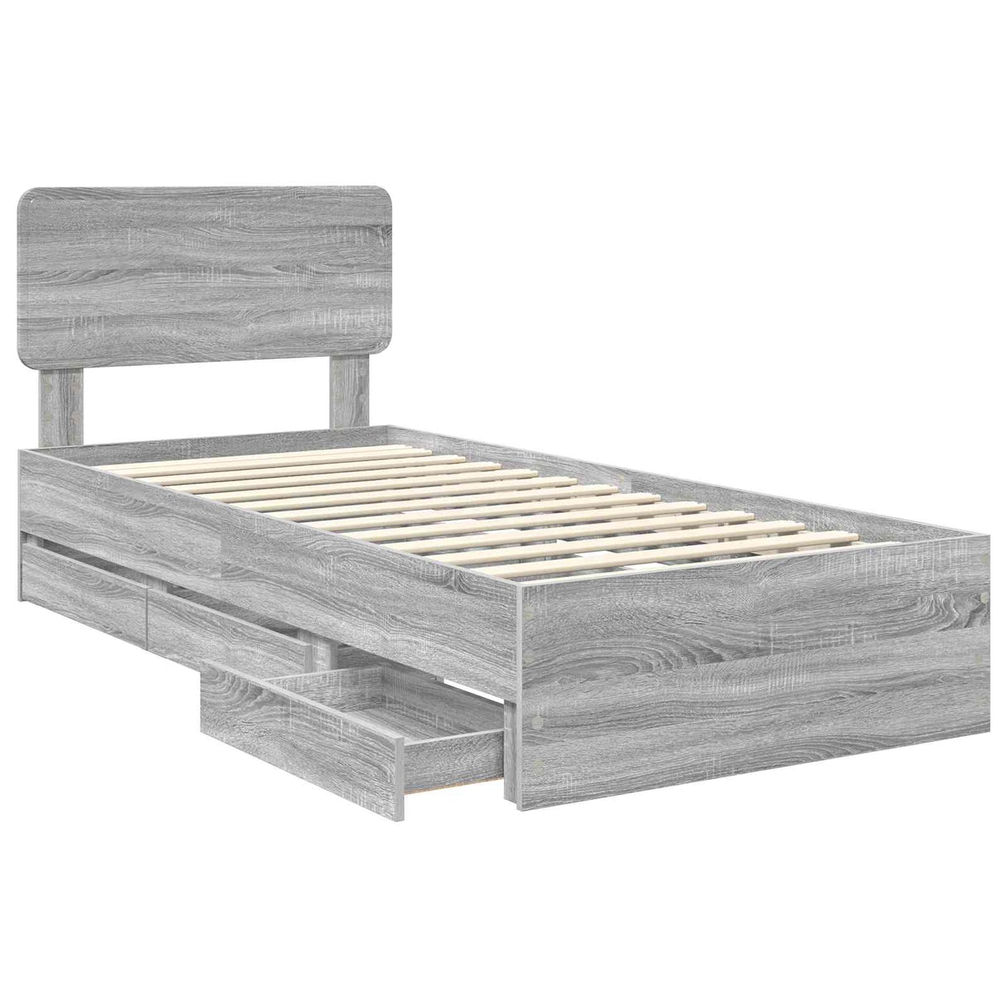 Bed Frame with Drawer Grey Sonoma 100 x 200 cm Engineered Wood