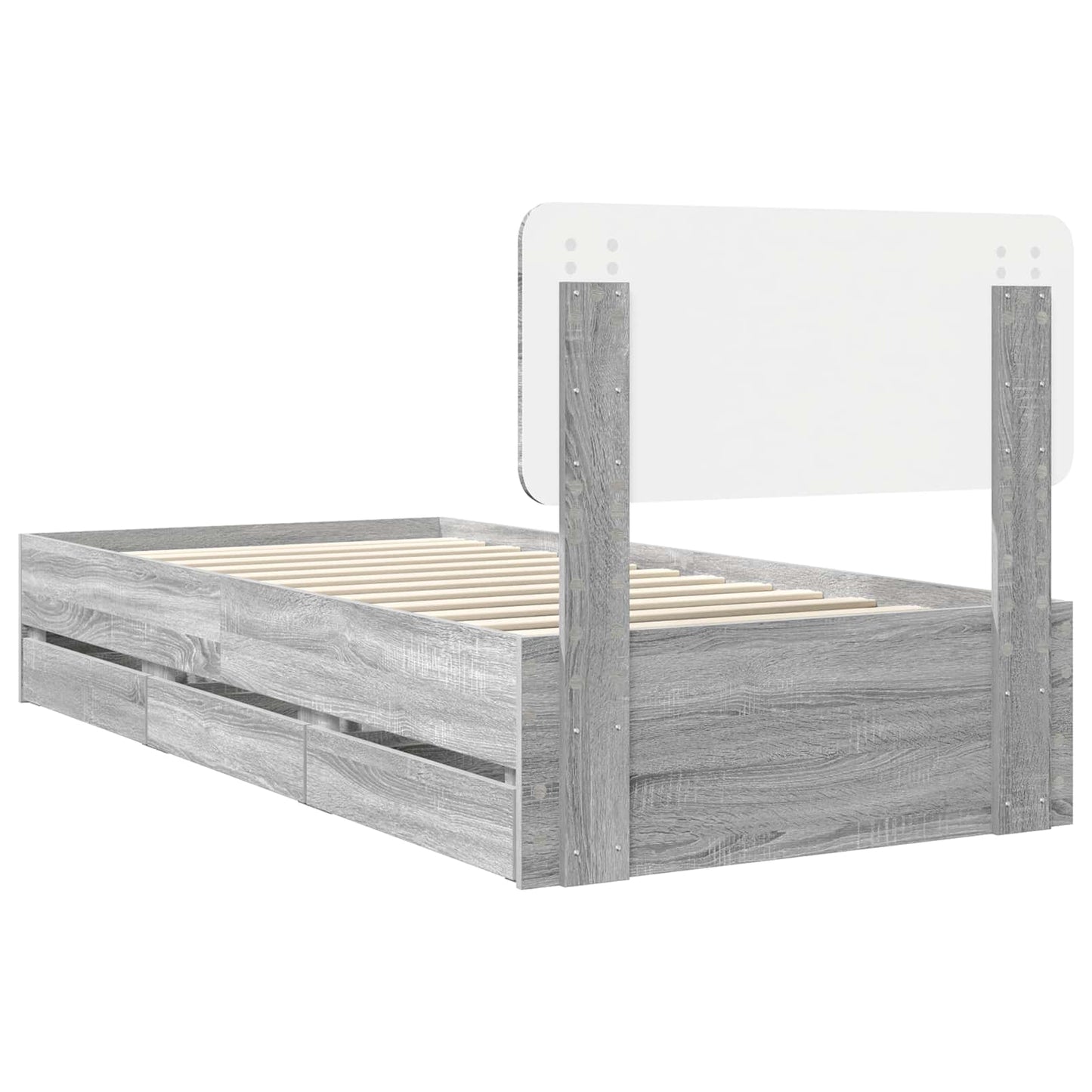 Bed Frame with Drawer Grey Sonoma 100 x 200 cm Engineered Wood