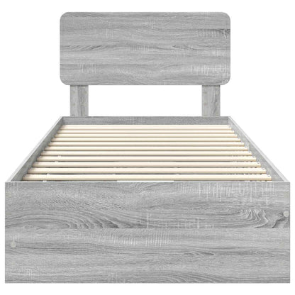 Bed Frame with Drawer Grey Sonoma 100 x 200 cm Engineered Wood