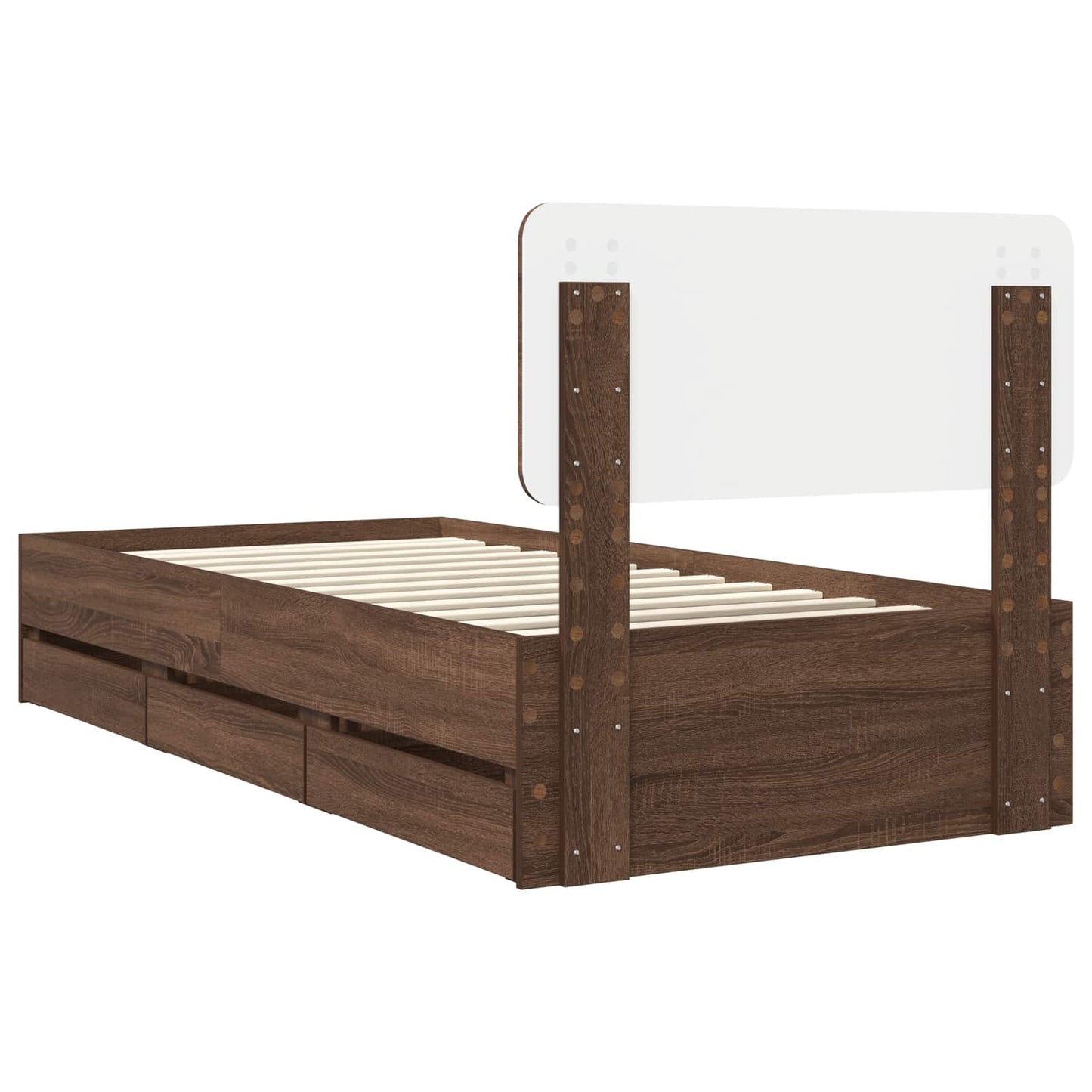 Bed Frame with Drawer Brown Oak 100 x 200 cm Engineered Wood
