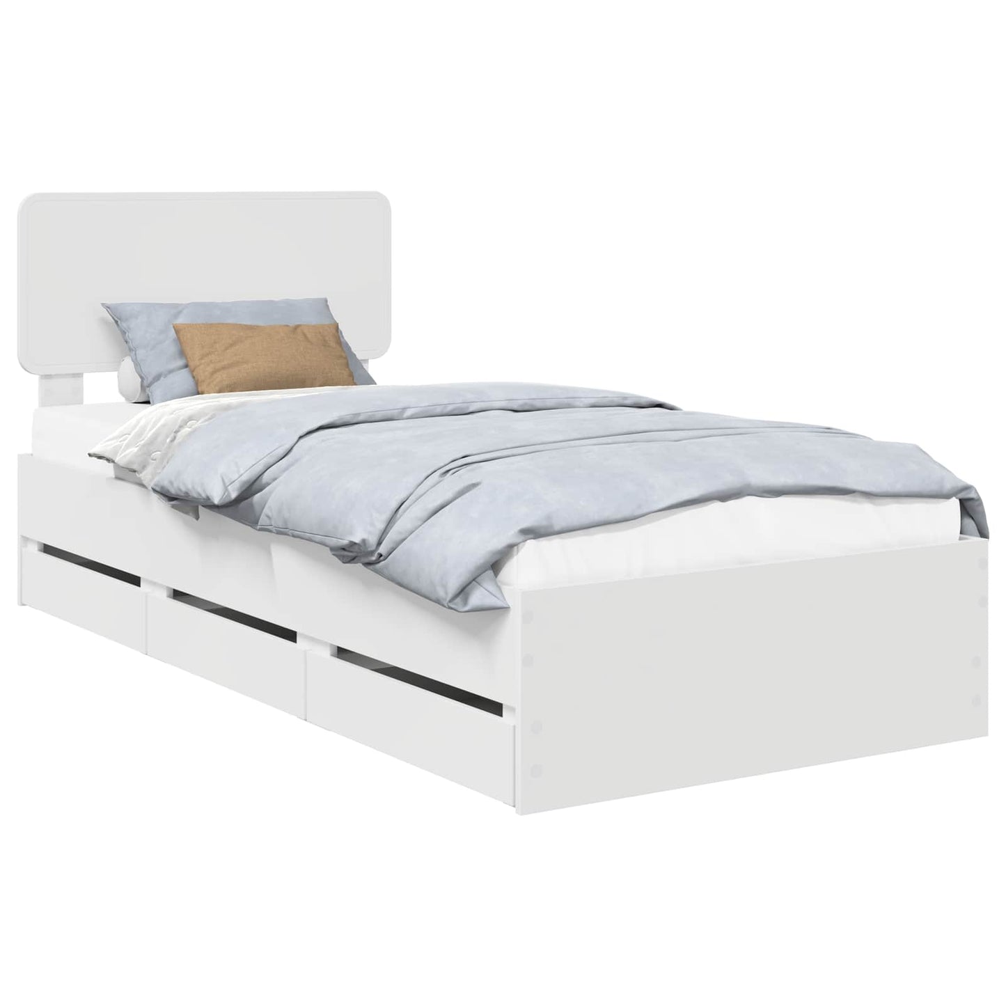 Bed Frame with Drawer White 90 x 200 cm Engineered Wood