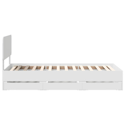Bed Frame with Drawer White 90 x 200 cm Engineered Wood