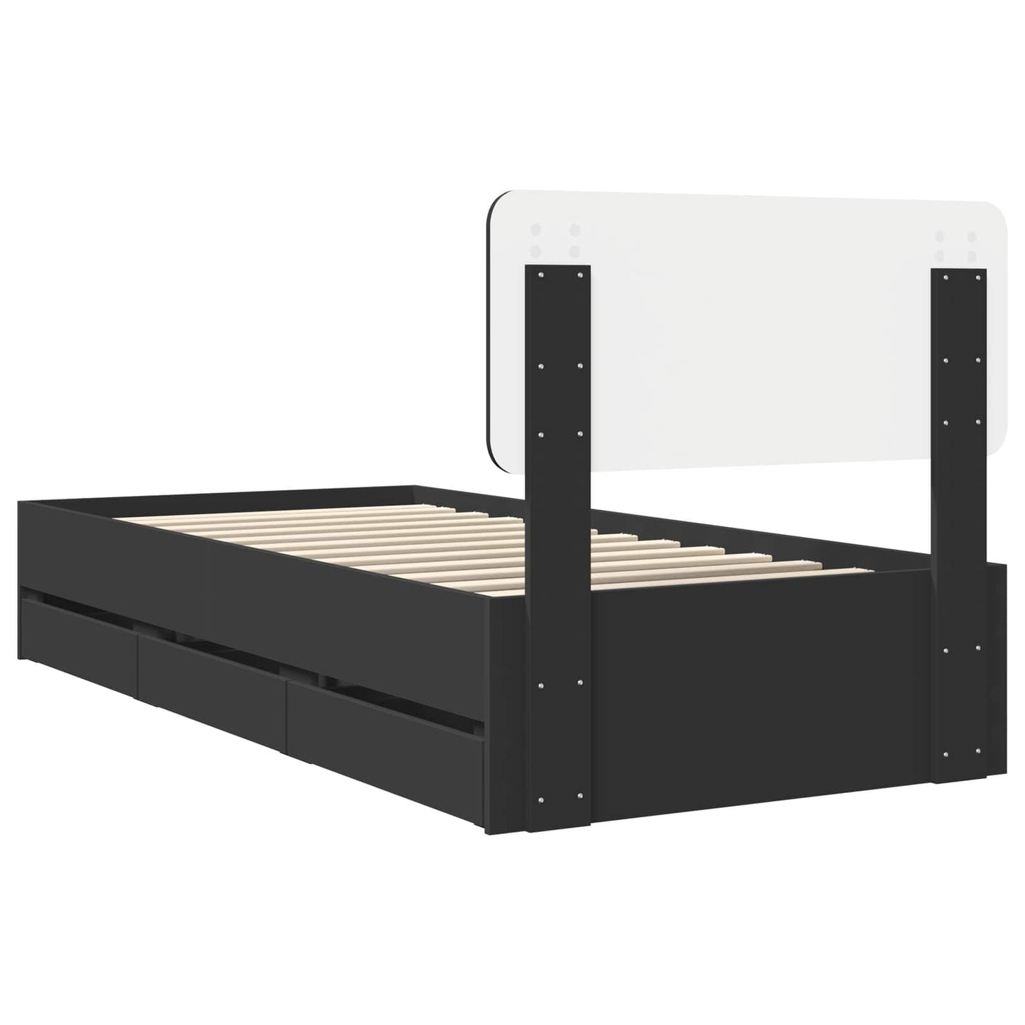 Bed Frame with Drawer Black 90 x 200 cm Engineered Wood