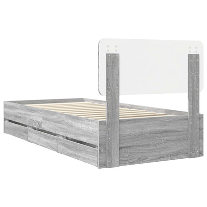 Bed Frame with Drawer Grey Sonoma 90 x 200 cm Engineered Wood