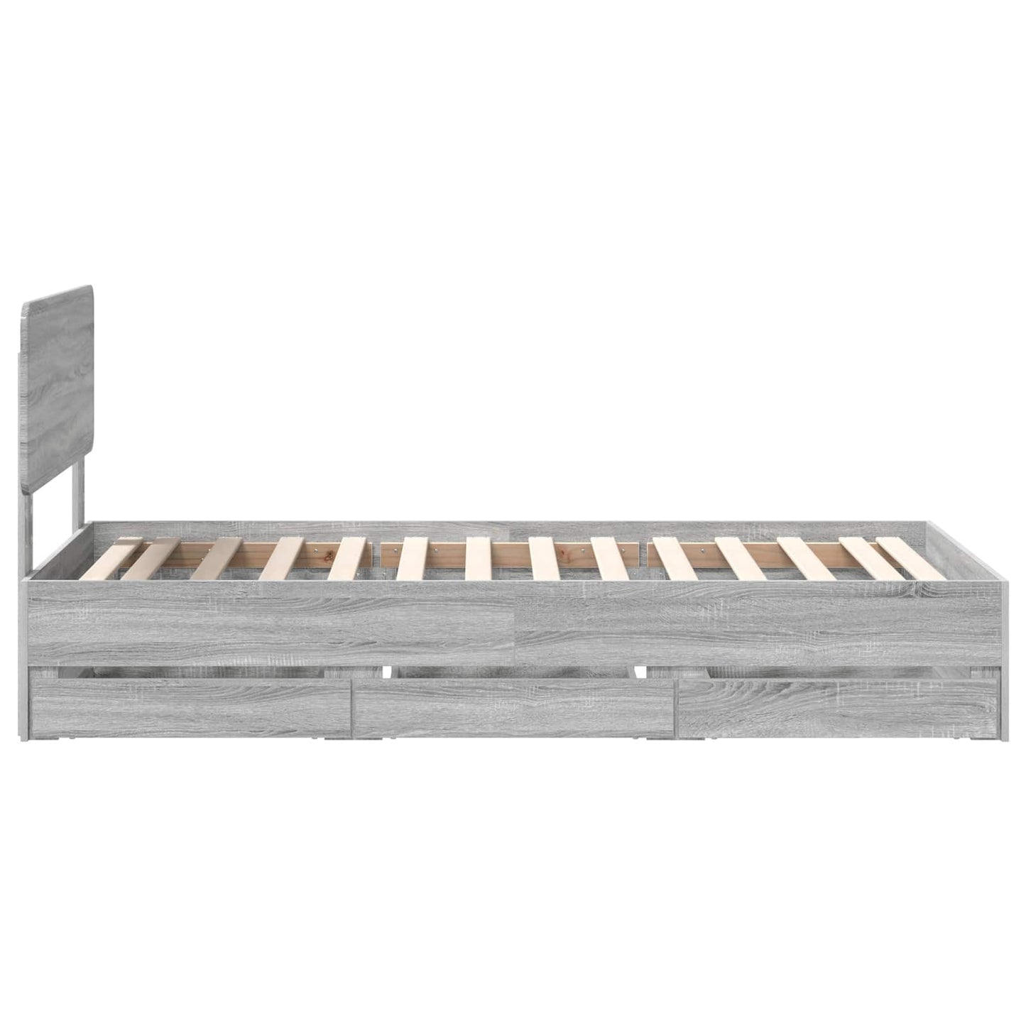 Bed Frame with Drawer Grey Sonoma 90 x 200 cm Engineered Wood