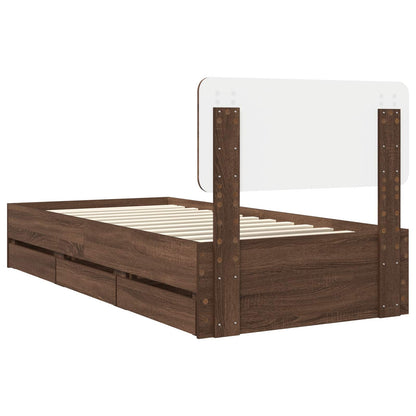 Bed Frame with Drawer Brown Oak 90 x 200 cm Engineered Wood