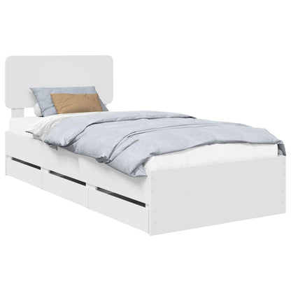 Bed Frame with Drawer White 90 x 190 cm Engineered Wood
