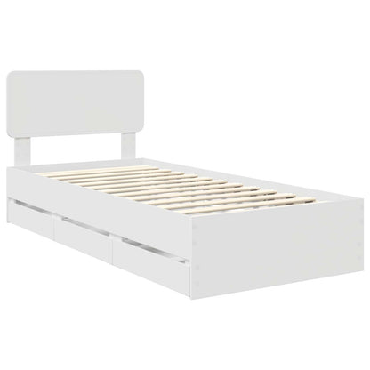 Bed Frame with Drawer White 90 x 190 cm Engineered Wood