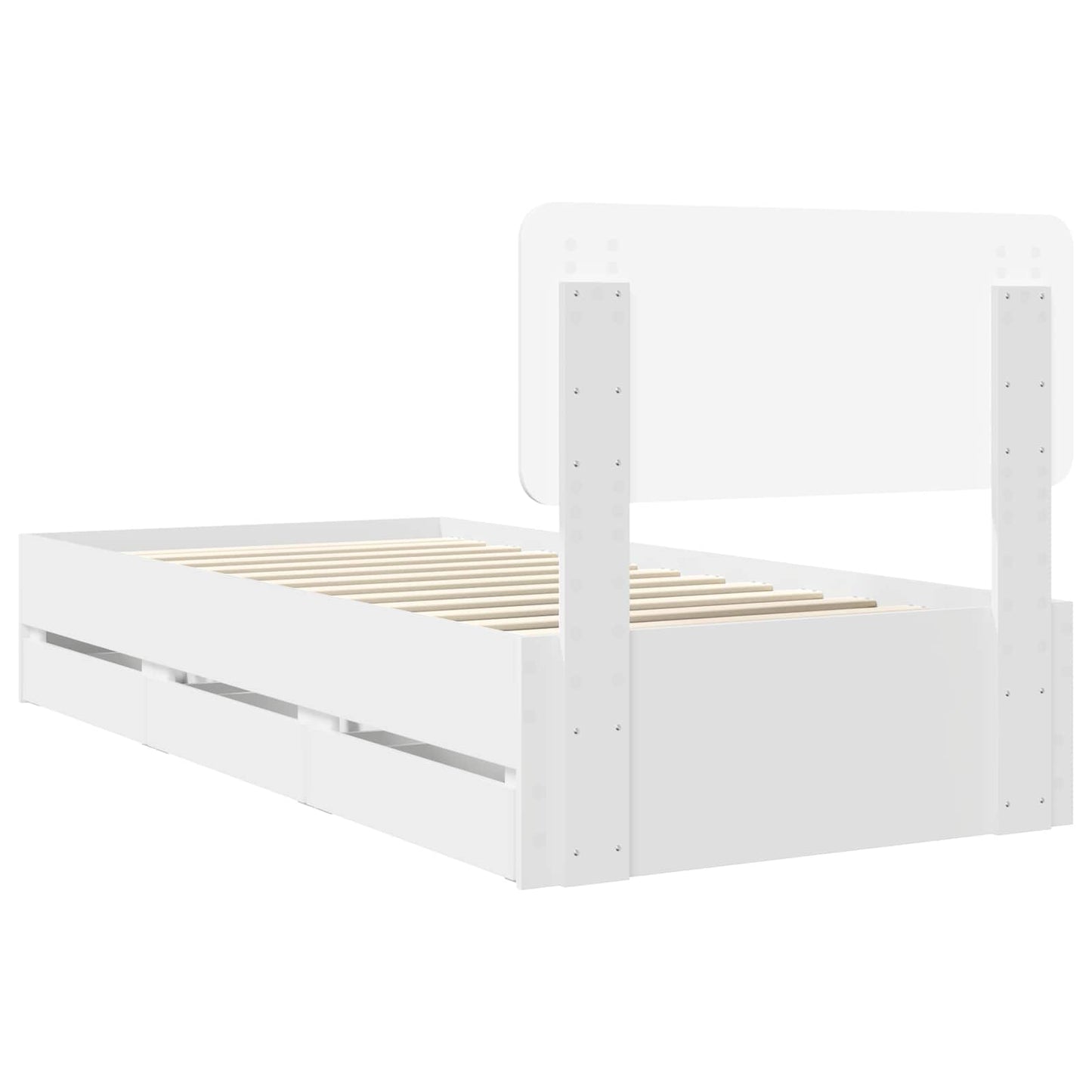 Bed Frame with Drawer White 90 x 190 cm Engineered Wood