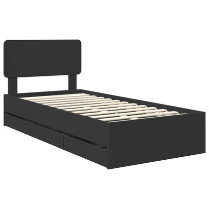 Bed Frame with Drawer Black 90 x 190 cm Engineered Wood