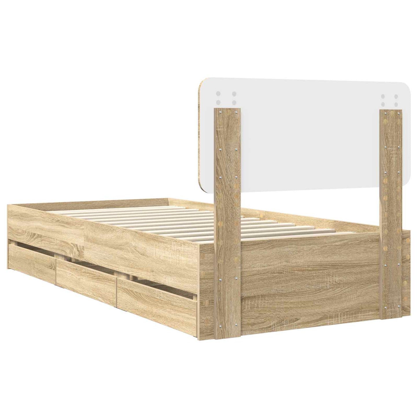 Bed Frame with Headboard Sonoma Oak 90 x 200 cm Engineered Wood