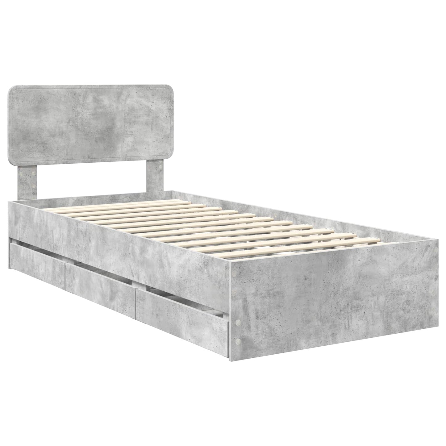 Bed Frame with Drawer Concrete Grey 90 x 190 cm Engineered Wood