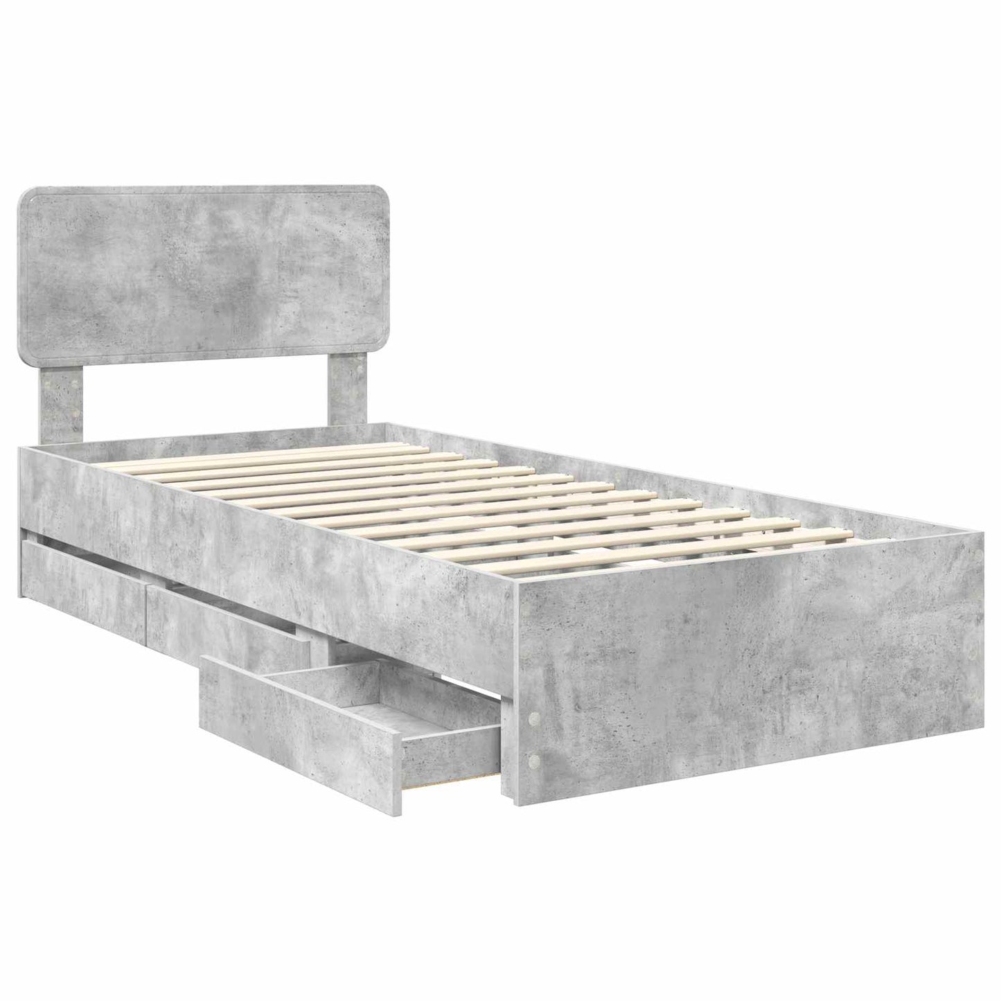 Bed Frame with Drawer Concrete Grey 90 x 190 cm Engineered Wood