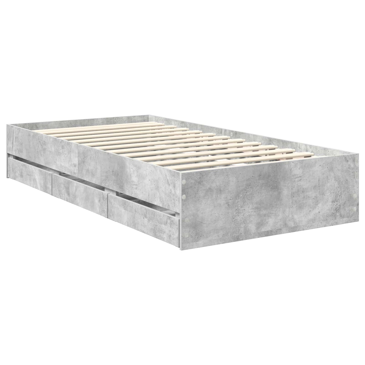 Bed Frame with Drawer Concrete Grey 90 x 190 cm Engineered Wood