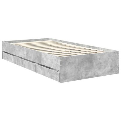 Bed Frame with Drawer Concrete Grey 90 x 190 cm Engineered Wood