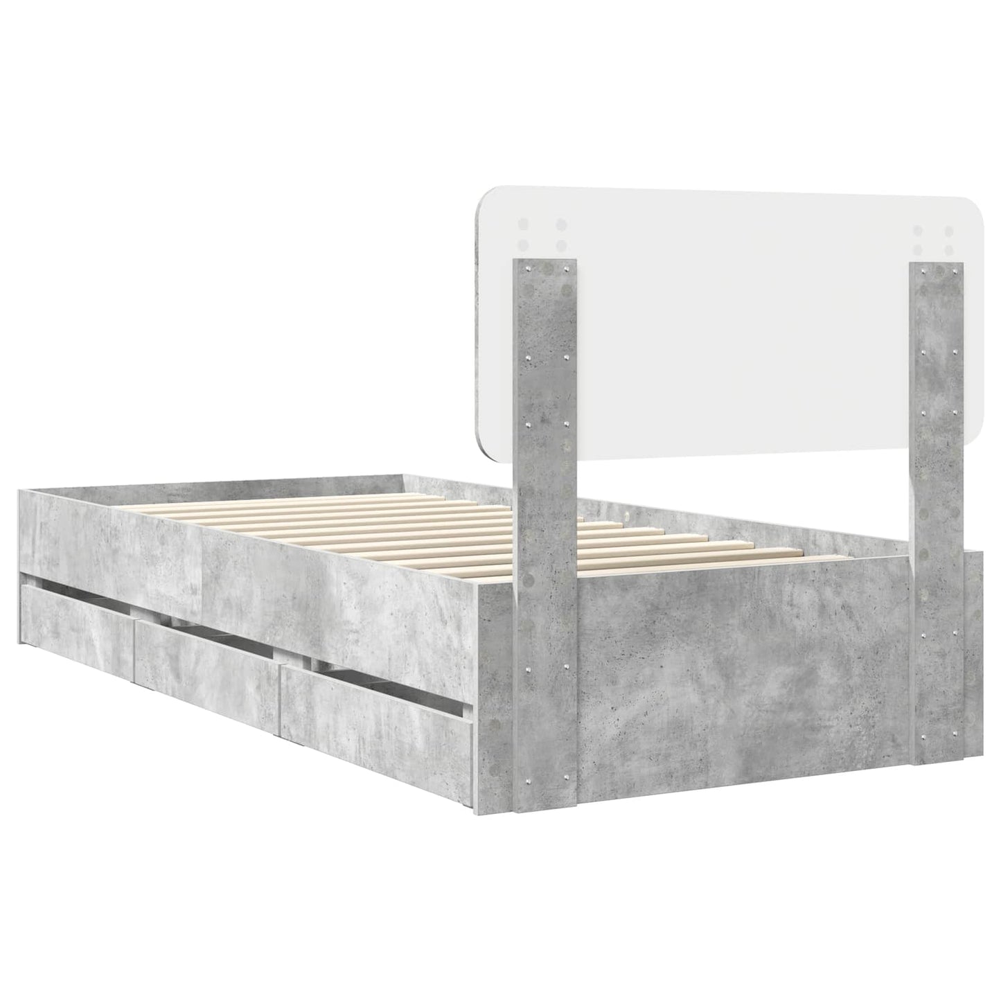 Bed Frame with Drawer Concrete Grey 90 x 190 cm Engineered Wood