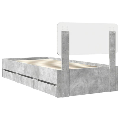 Bed Frame with Drawer Concrete Grey 90 x 190 cm Engineered Wood