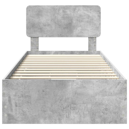 Bed Frame with Drawer Concrete Grey 90 x 190 cm Engineered Wood
