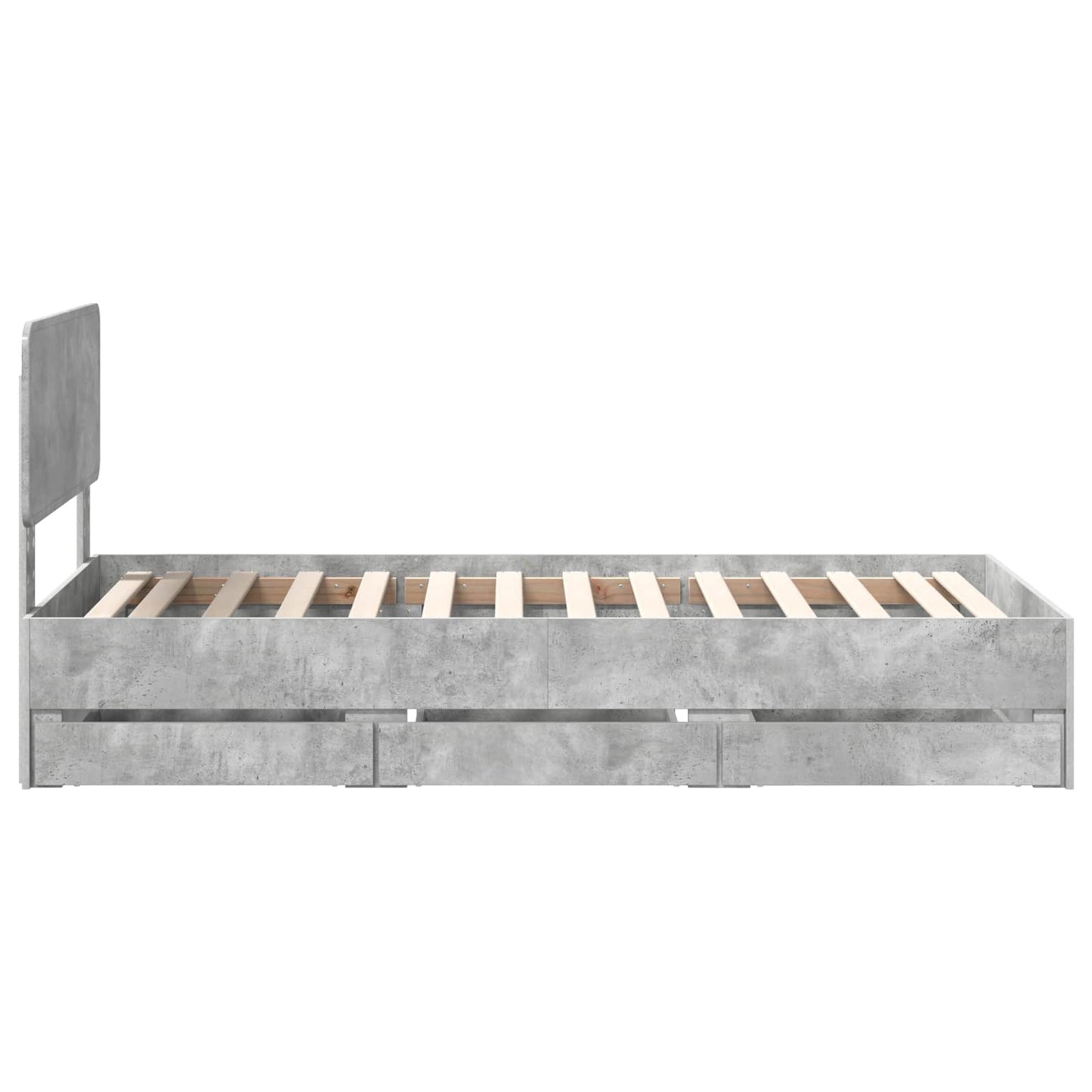 Bed Frame with Drawer Concrete Grey 90 x 190 cm Engineered Wood