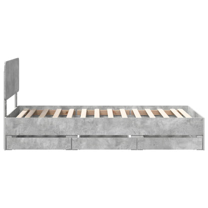 Bed Frame with Drawer Concrete Grey 90 x 190 cm Engineered Wood