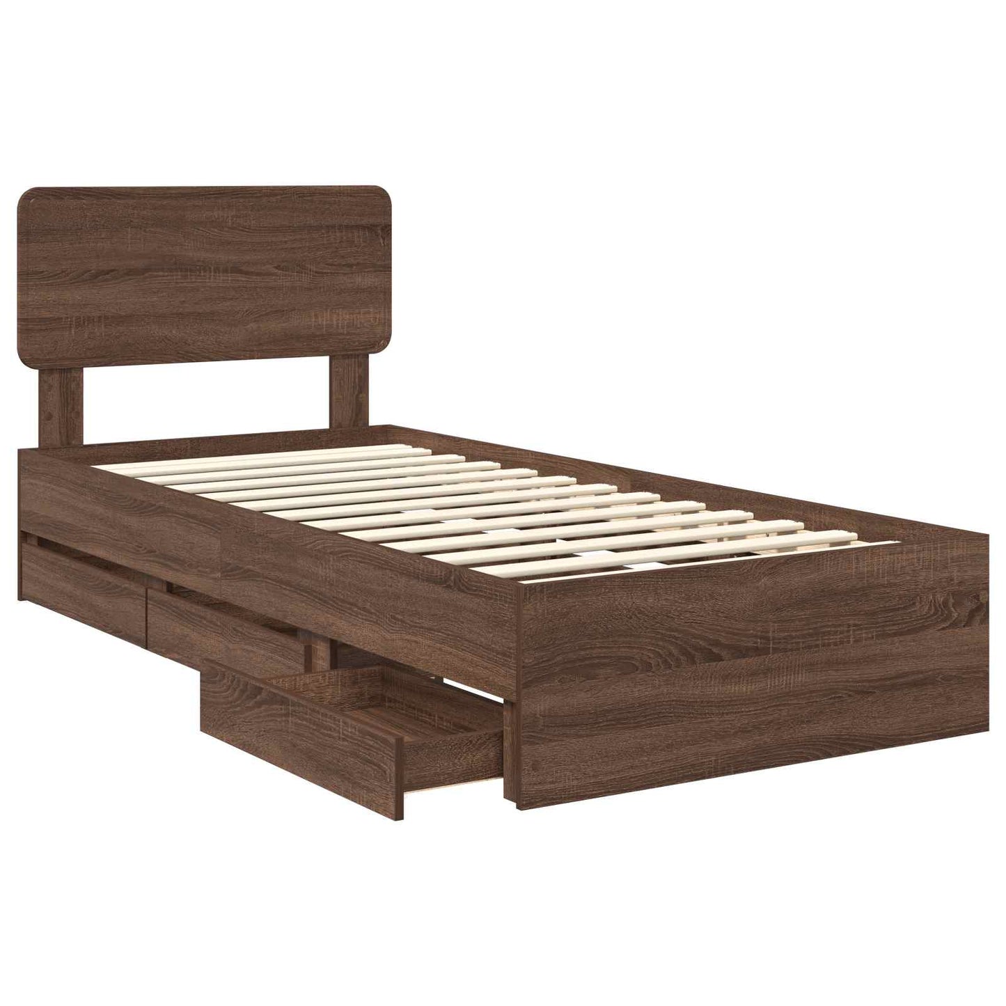 Bed Frame with Drawer Brown Oak 90 x 190 cm Engineered Wood