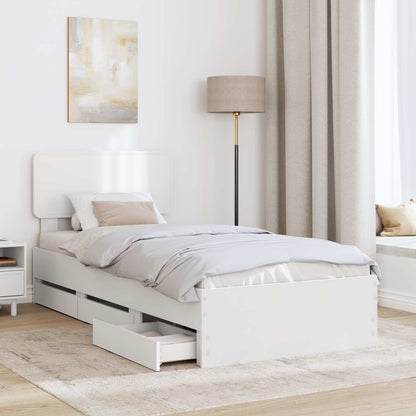 Bed Frame with Drawer White 75 x 190 cm Engineered Wood