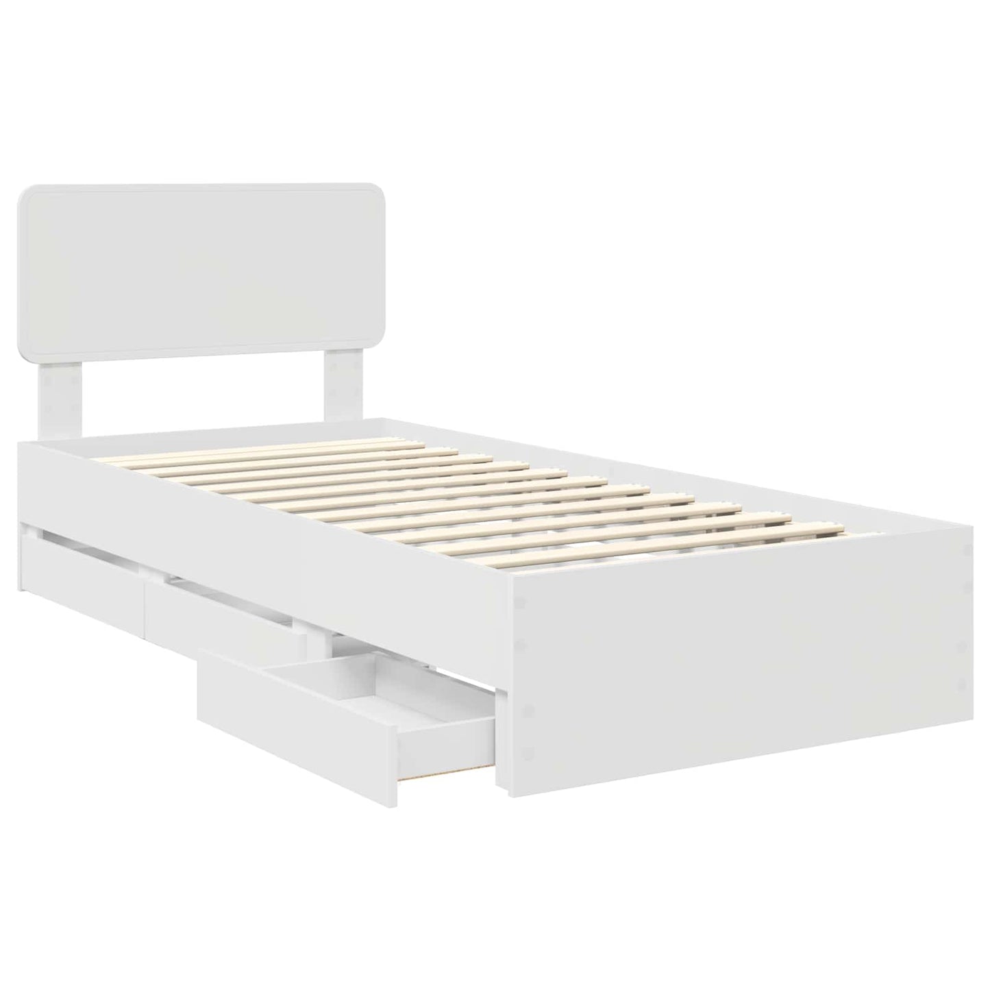 Bed Frame with Drawer White 75 x 190 cm Engineered Wood