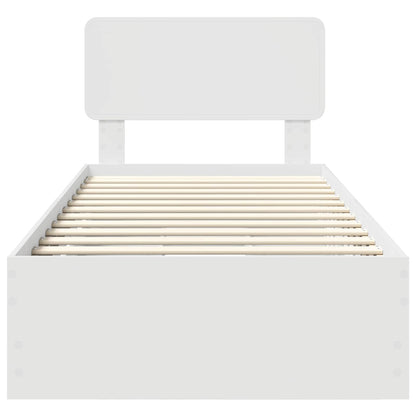 Bed Frame with Drawer White 75 x 190 cm Engineered Wood