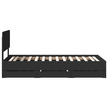 Bed Frame with Drawer Black 75 x 190 cm Engineered Wood