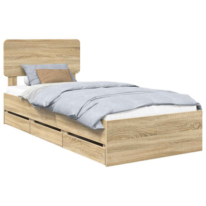 Bed Frame with Drawer Sonoma Oak 75 x 190 cm Engineered Wood