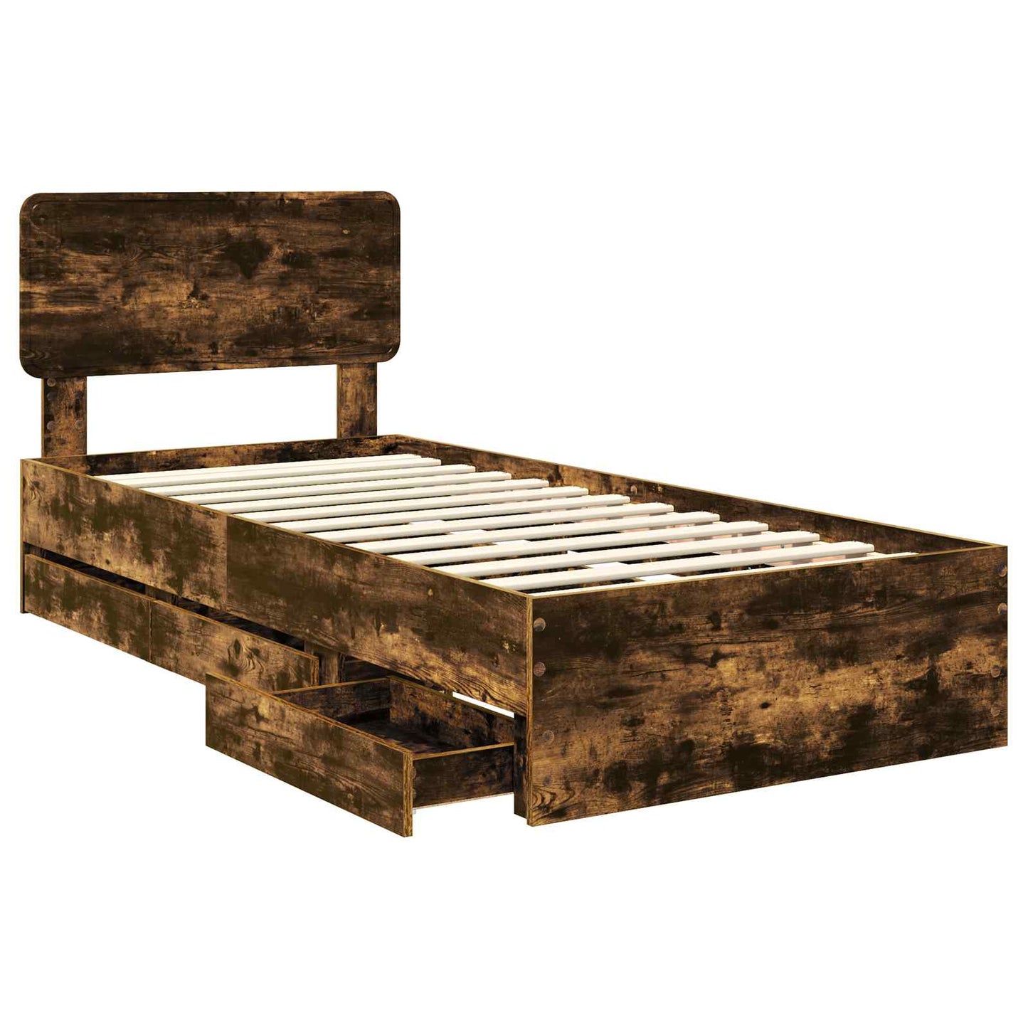 Bed Frame with Drawer Smoked Oak 75 x 190 cm Engineered Wood
