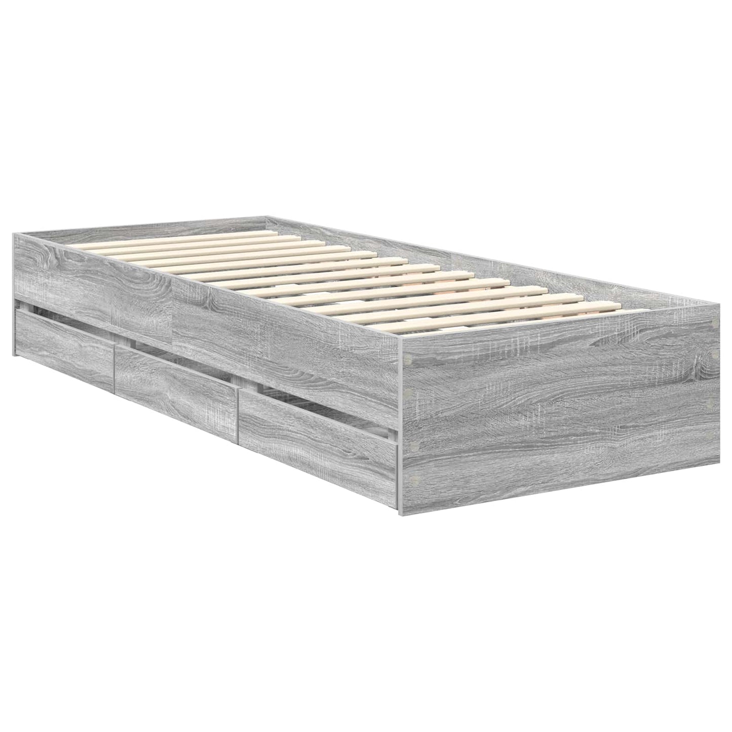 Bed Frame with Drawer Grey Sonoma 75 x 190 cm Engineered Wood