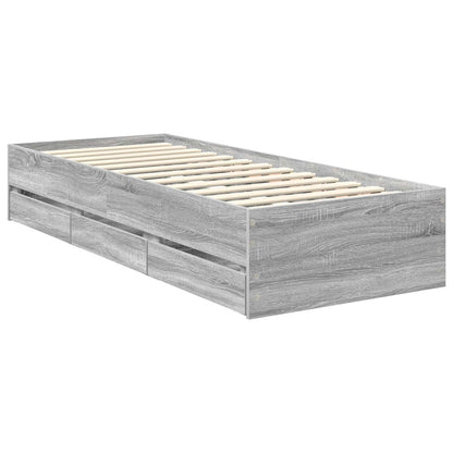Bed Frame with Drawer Grey Sonoma 75 x 190 cm Engineered Wood