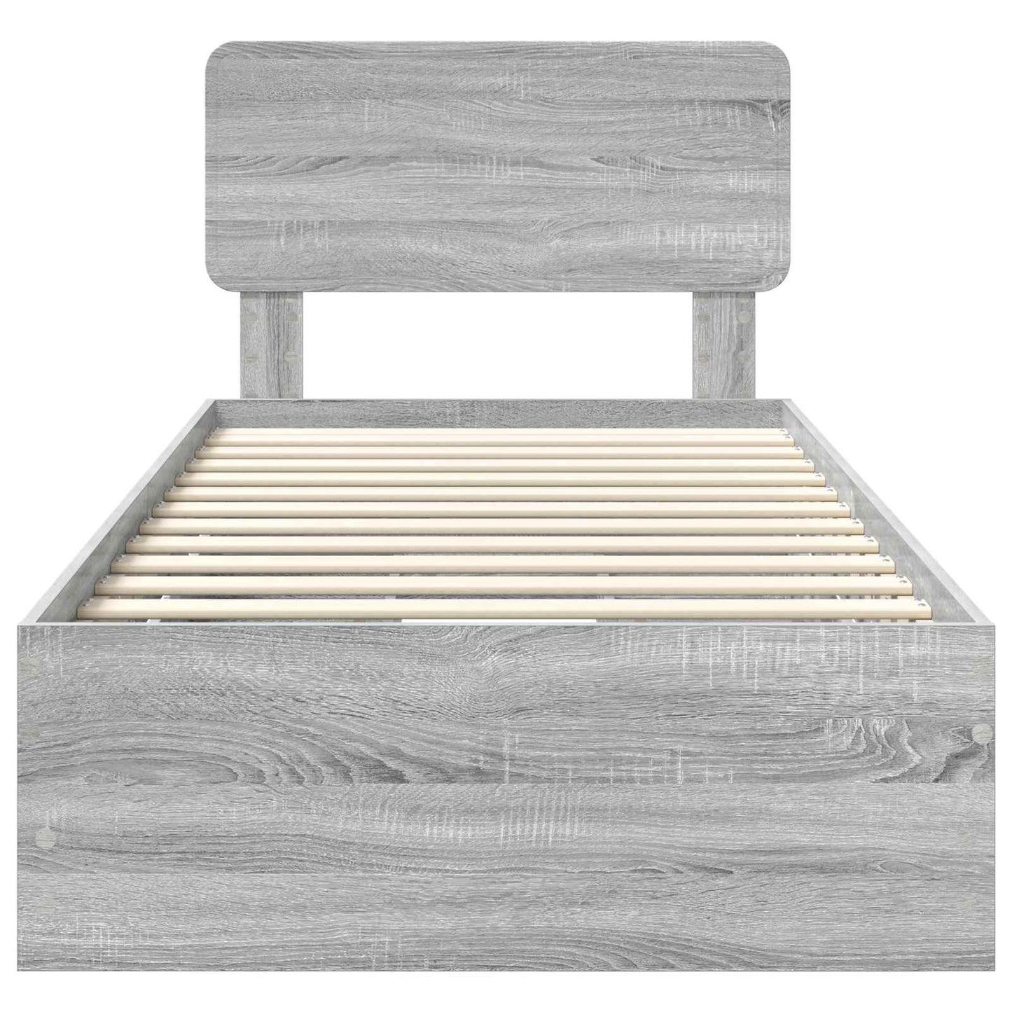 Bed Frame with Drawer Grey Sonoma 75 x 190 cm Engineered Wood