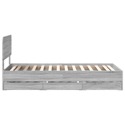 Bed Frame with Drawer Grey Sonoma 75 x 190 cm Engineered Wood