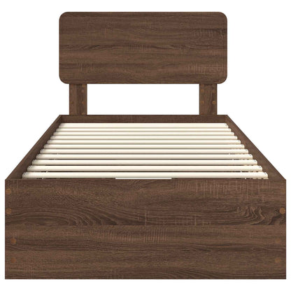 Bed Frame with Drawer Brown Oak 75 x 190 cm Engineered Wood