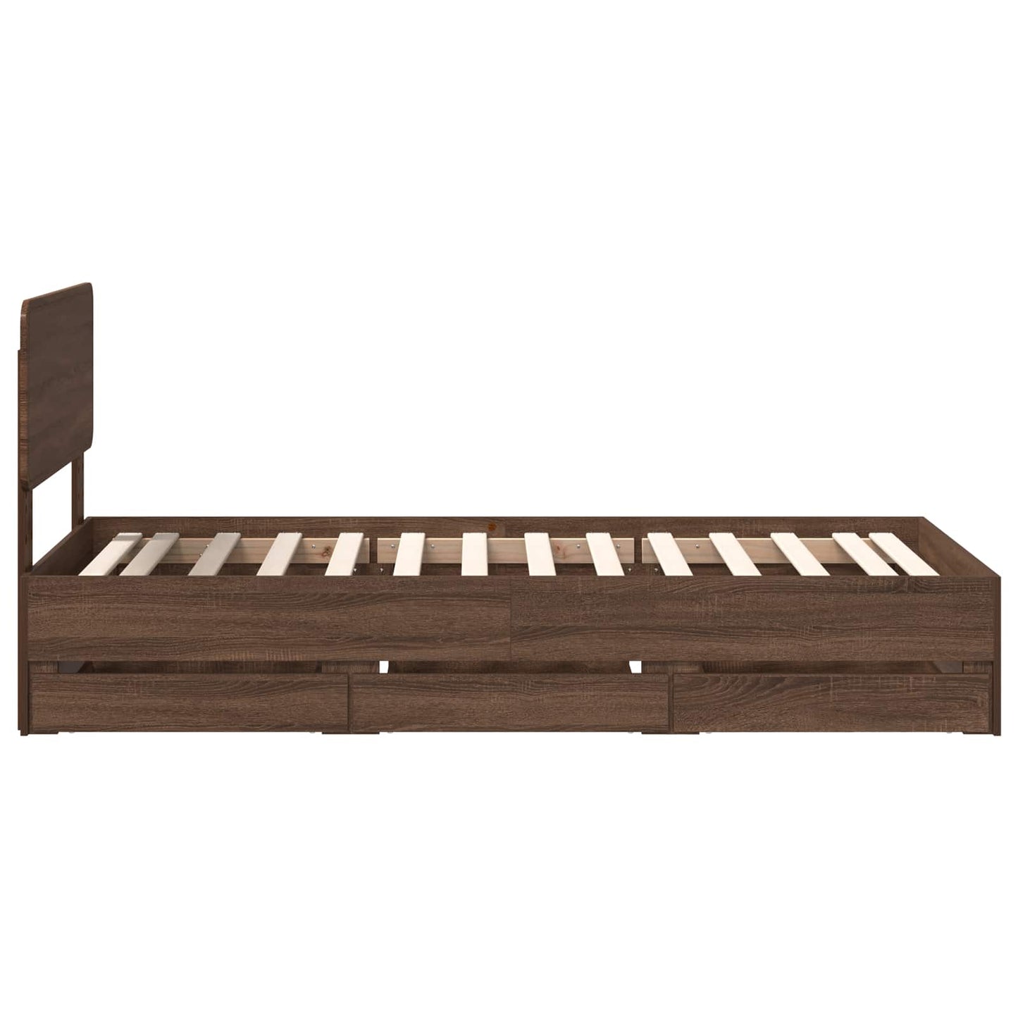 Bed Frame with Drawer Brown Oak 75 x 190 cm Engineered Wood