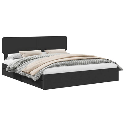 Storage Bed with Headboard Black 200 x 200 cm Engineered Wood