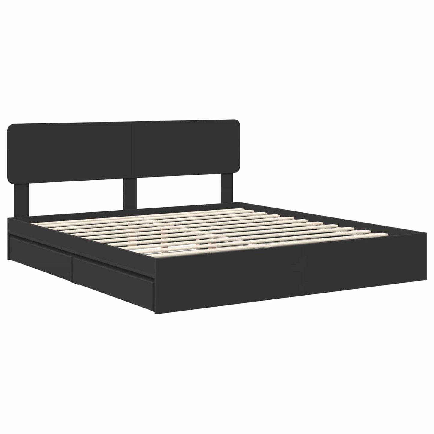 Storage Bed with Headboard Black 200 x 200 cm Engineered Wood