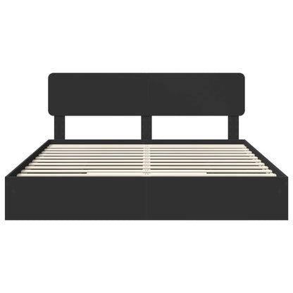Storage Bed with Headboard Black 200 x 200 cm Engineered Wood