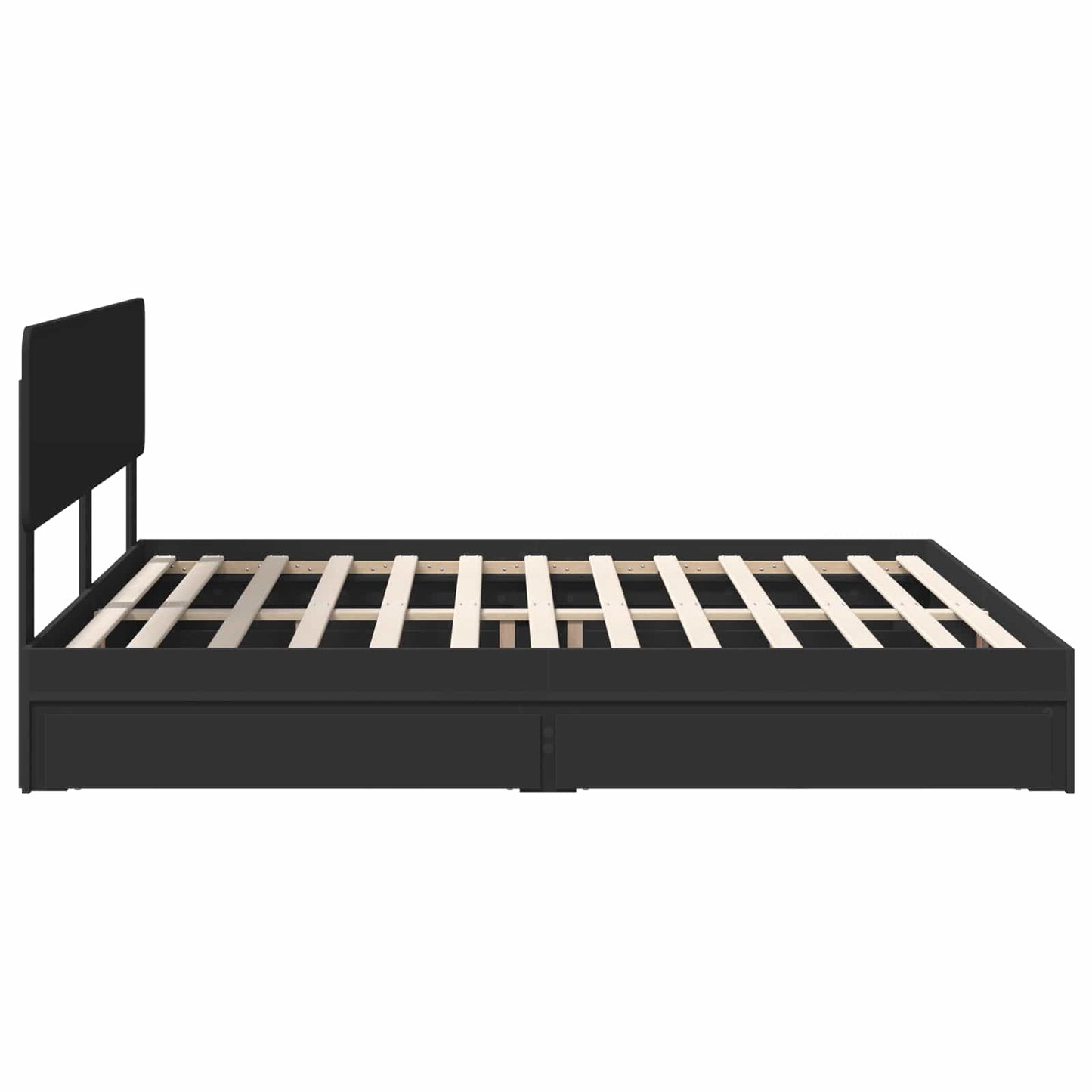 Storage Bed with Headboard Black 200 x 200 cm Engineered Wood