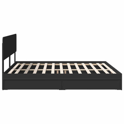 Storage Bed with Headboard Black 200 x 200 cm Engineered Wood