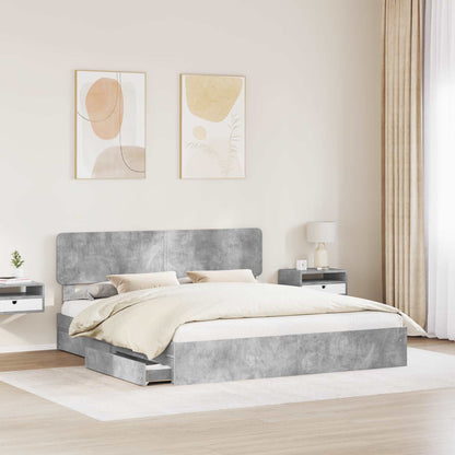 Storage Bed Concrete Grey 200 x 200 cm Engineered Wood