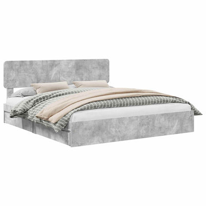 Storage Bed Concrete Grey 200 x 200 cm Engineered Wood