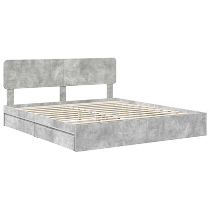 Storage Bed Concrete Grey 200 x 200 cm Engineered Wood