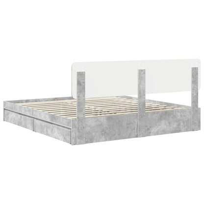 Storage Bed Concrete Grey 200 x 200 cm Engineered Wood