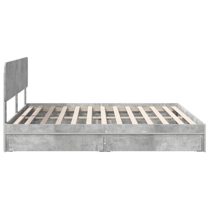 Storage Bed Concrete Grey 200 x 200 cm Engineered Wood
