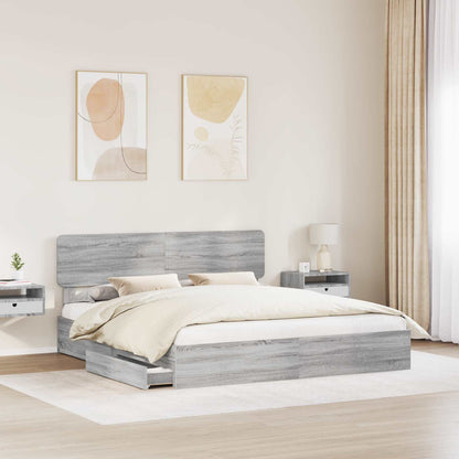 Storage Bed Grey Sonoma 200 x 200 cm Engineered Wood