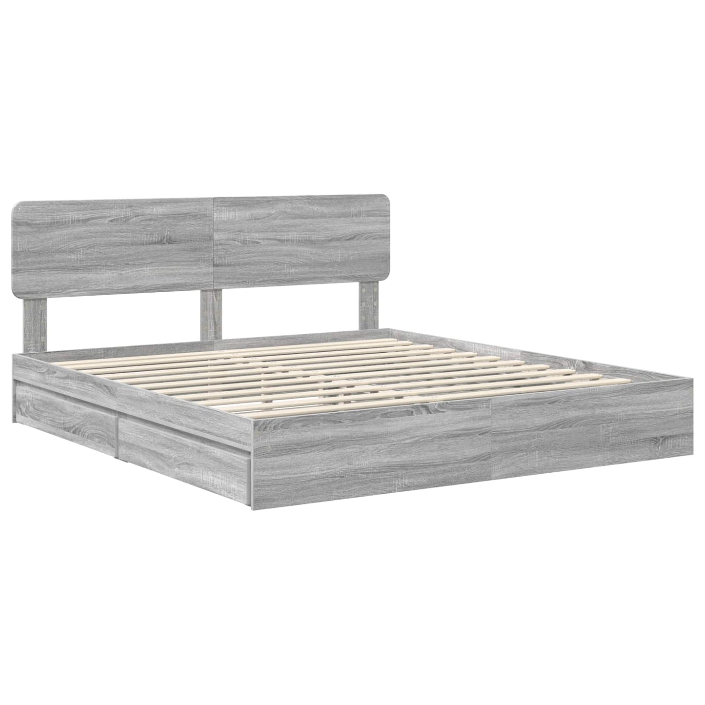 Storage Bed Grey Sonoma 200 x 200 cm Engineered Wood