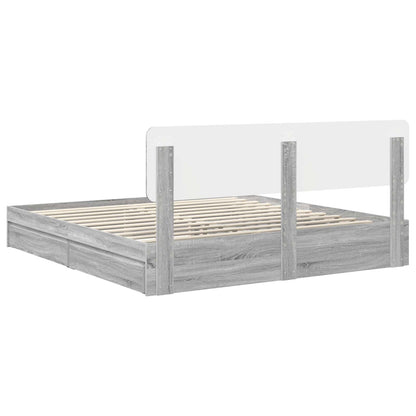 Storage Bed Grey Sonoma 200 x 200 cm Engineered Wood